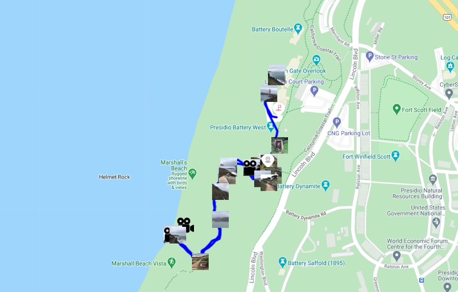 Map of a San Francisco hike : Marshall Beach