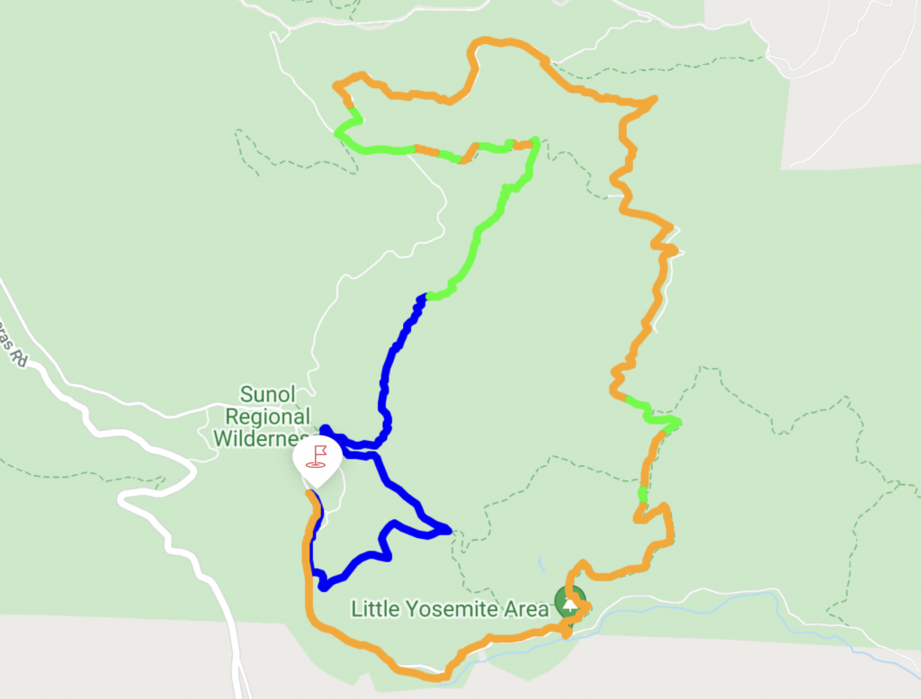 Sunol Regional Wilderness hike on the map