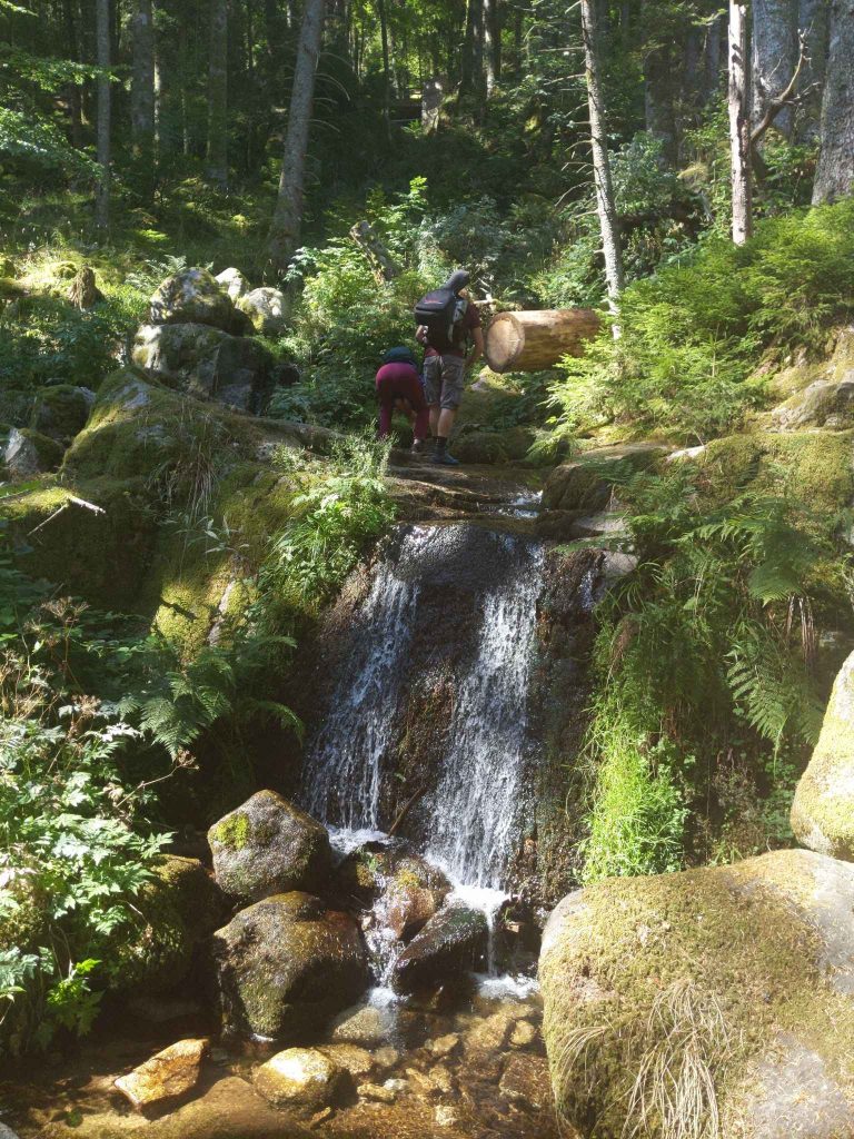 Hiking in France and its beautiful two waterfalls surrounded by nature
