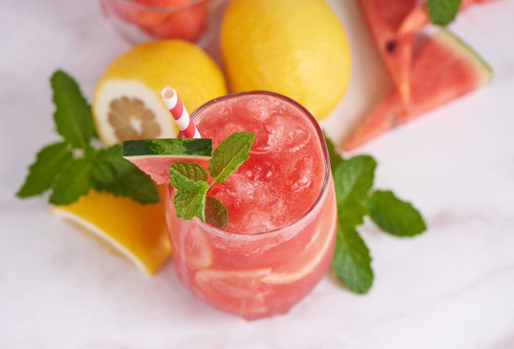 fresh watermelon drink with mint and lime