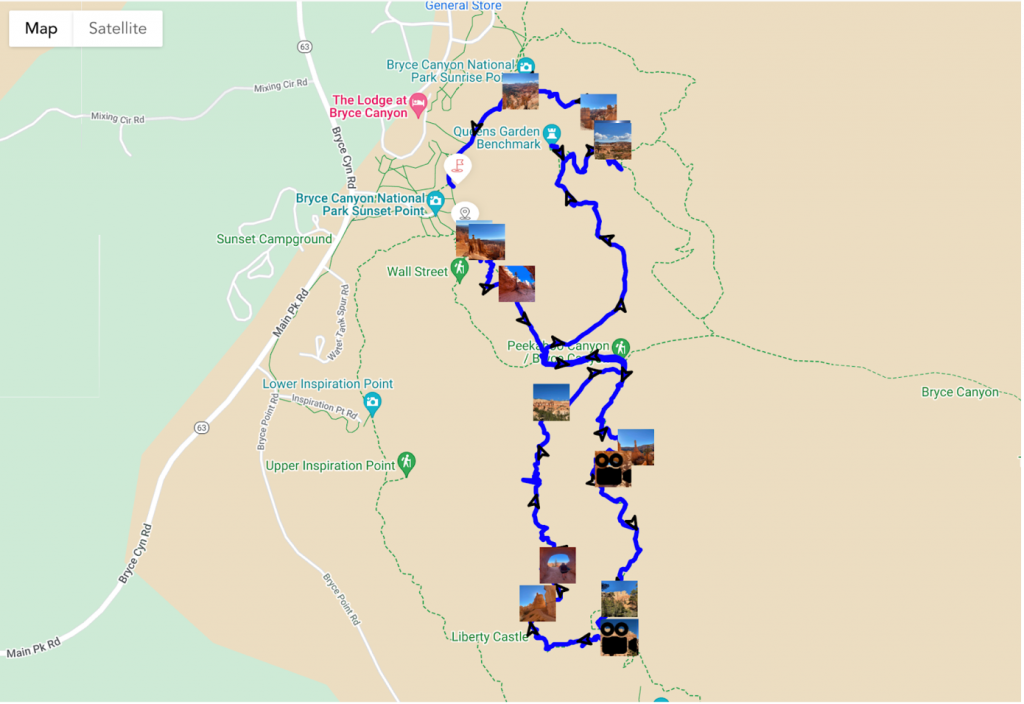 Map of Navajo and Peekaboo Loops Trail