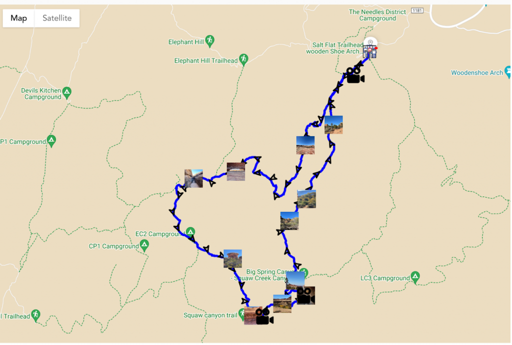 Elephant and Big Spring Canyon trail loop maps