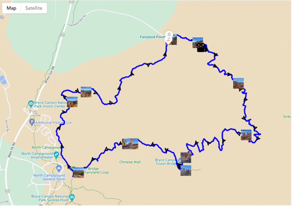 Utah national parks: Fairyland loop trail map