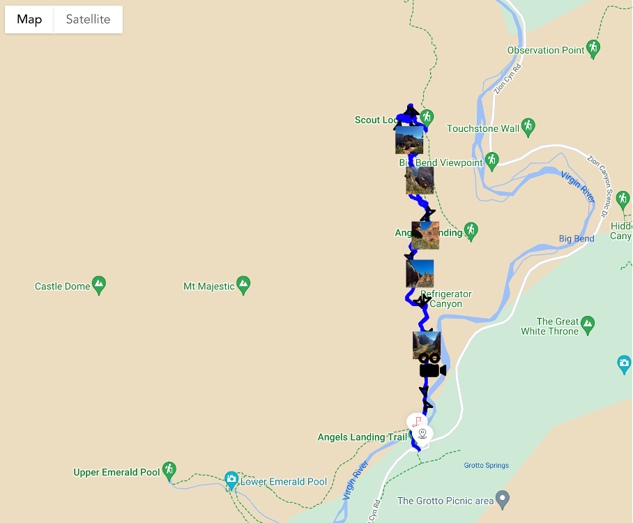 Map of Angel's Landing landing trail