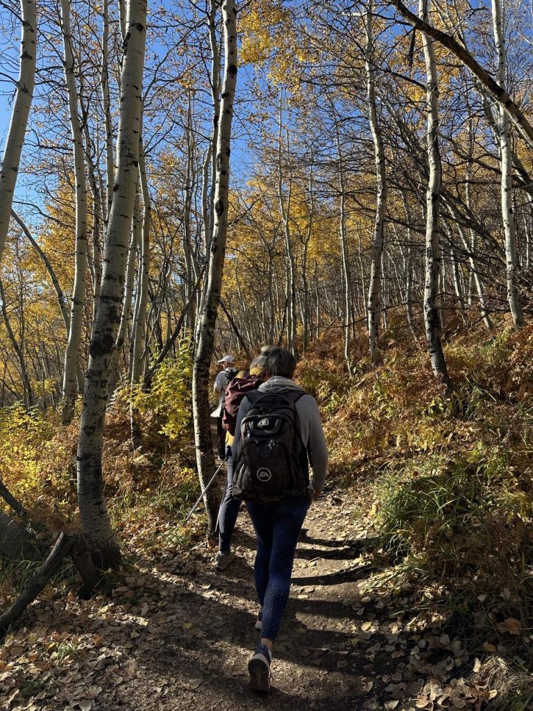 Group hiking stewart falls trailhead