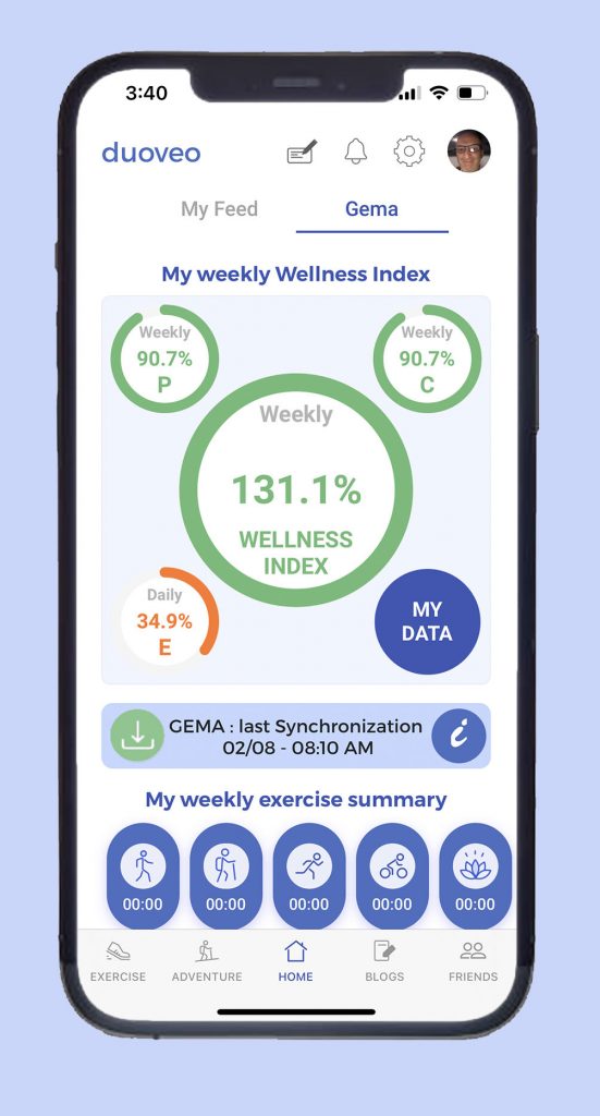 Home Screen      Get a comprehensive view of your entire week, including your weekly index, progress made, and all your weekly activities in one glance.