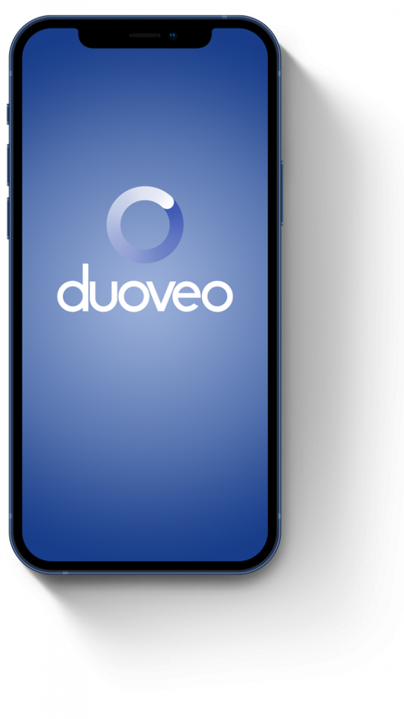 The duoveo app screen on an iPhone