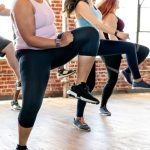 Group of momen in a zumba class having fun