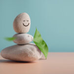 Stack of rocks with a happy face
