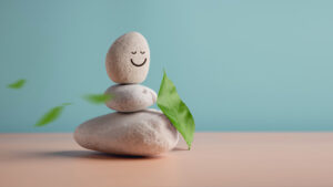 Stack of rocks with a happy face