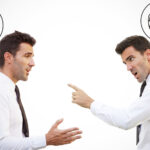 Two similar people talking