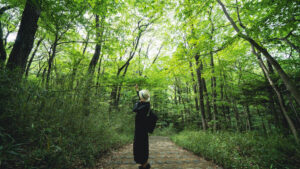 A person in a forest