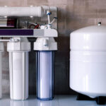 Reverse osmosis water purification system at home.