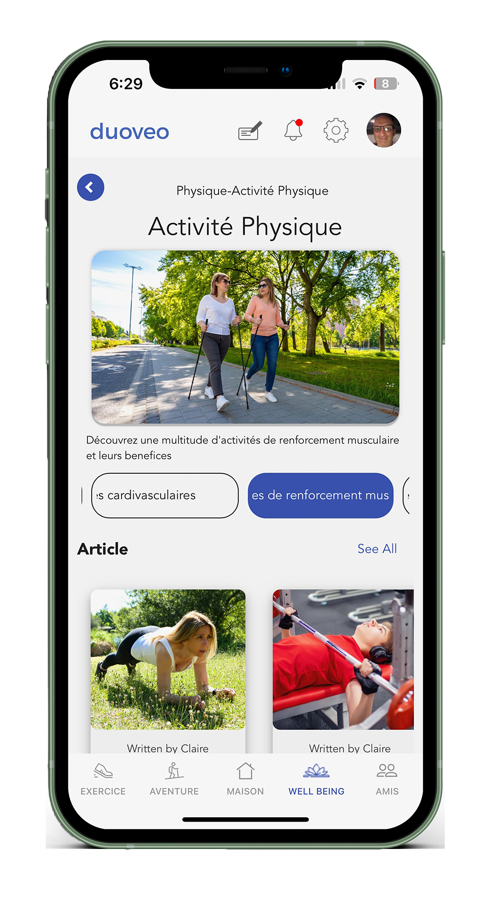 Physical Activities     you can find sub-folder the horizontal menu on top